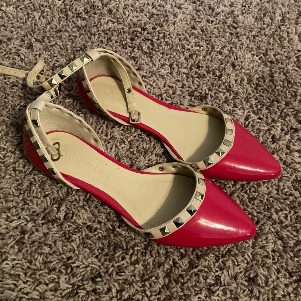 Red Studded Flats